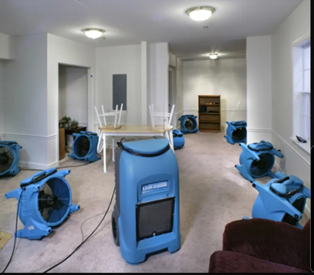 Air movers and dehumidifier setup for Water Extraction & Removal in St. Anthony